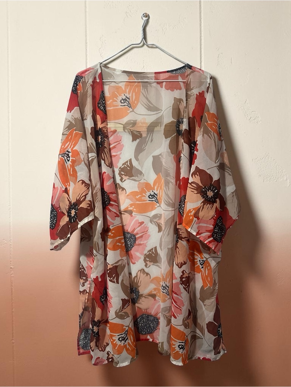 Floral Open-Front Kimono Jacket in Multi-Color